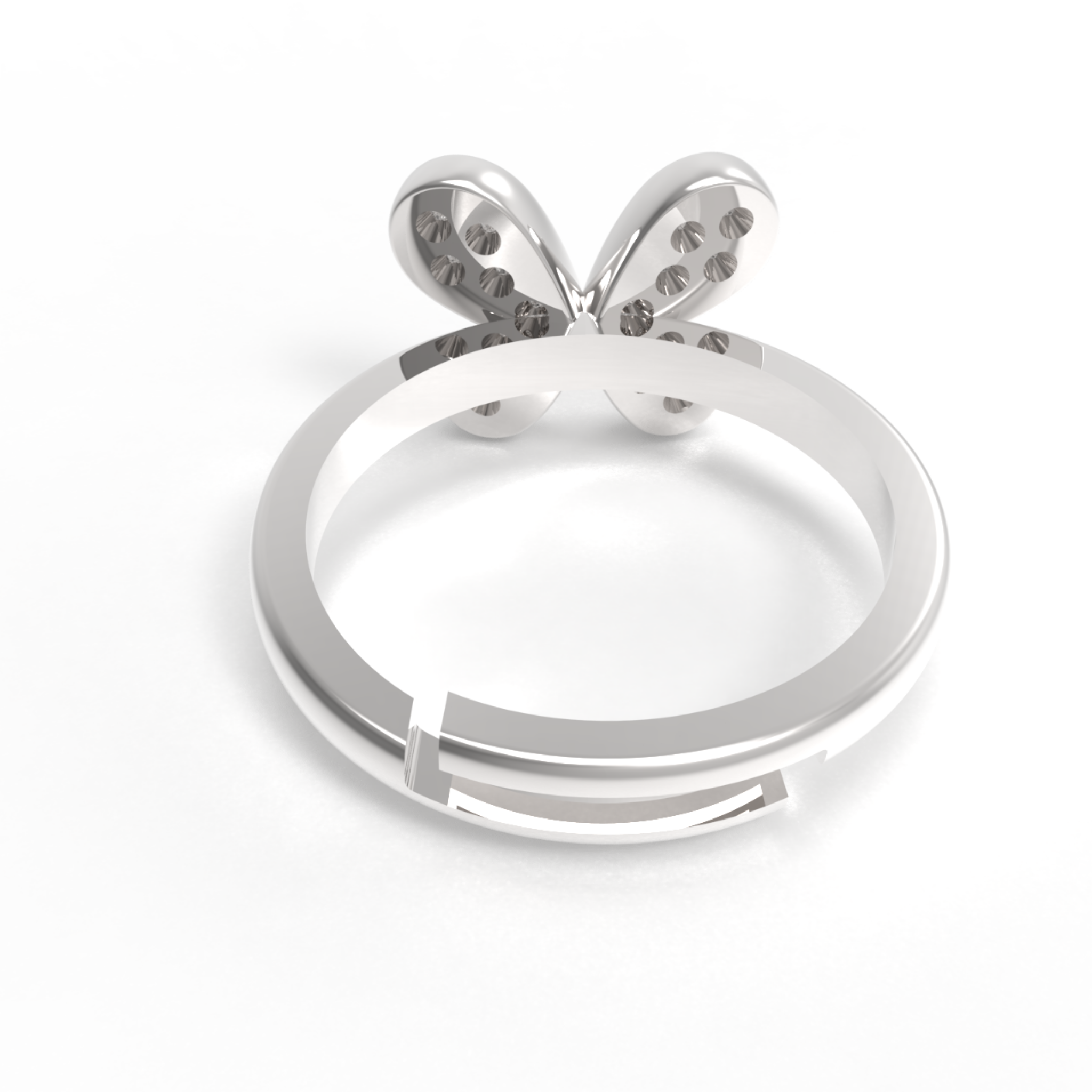 Butterfly Wings Diamond Fashion Ring, Hallmarked 925 Sterling Silver